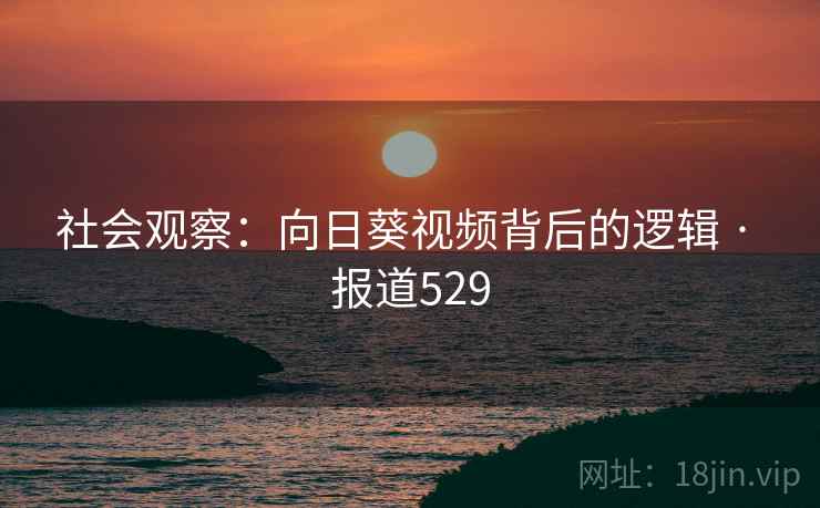 社会观察：向日葵视频背后的逻辑 · 报道529